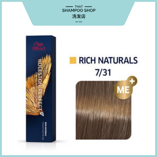 Wella Professionals Koleston Perfect Rich Naturals 7/31 Medium Blonde / Gold Ash Permanent, 60g