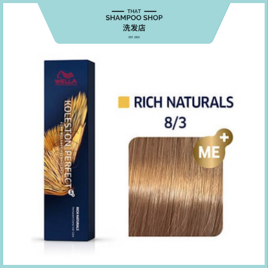 Wella Professionals Koleston Perfect Rich Naturals 8/3 Light Blonde / Gold Permanent, 60g