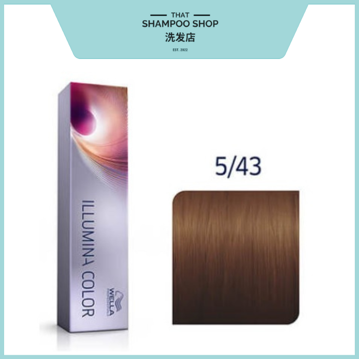 Wella Professionals Illumina Color 5/43 Light Red Gold Brown Permanent Hair Color, 60g