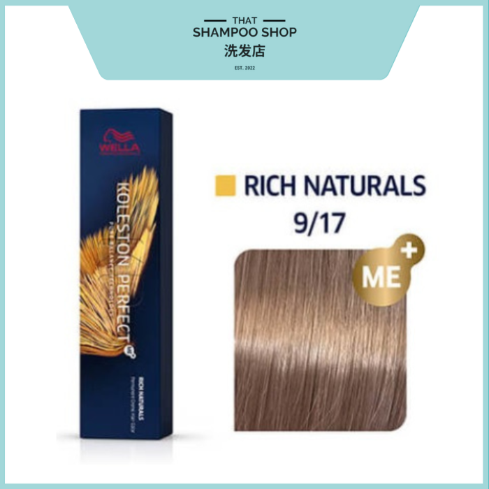 Wella Professionals Koleston Perfect Rich Naturals 9/17 Very Light Blonde / Ash Brown Permanent, 60g