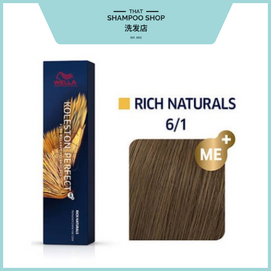 Wella Professionals Koleston Perfect Rich Naturals 6/1 Dark Blonde / Ash Permanent, 60g